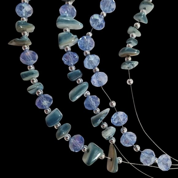 Blue Crystal and Shell Necklace & Earrings by Croft & Barrow NWT - Picture 4 of 11